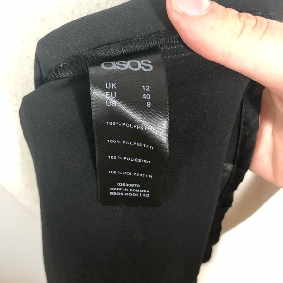 Asos High Los Black Blocked Sleeve Top Sz 8 - Picture 7 of 9